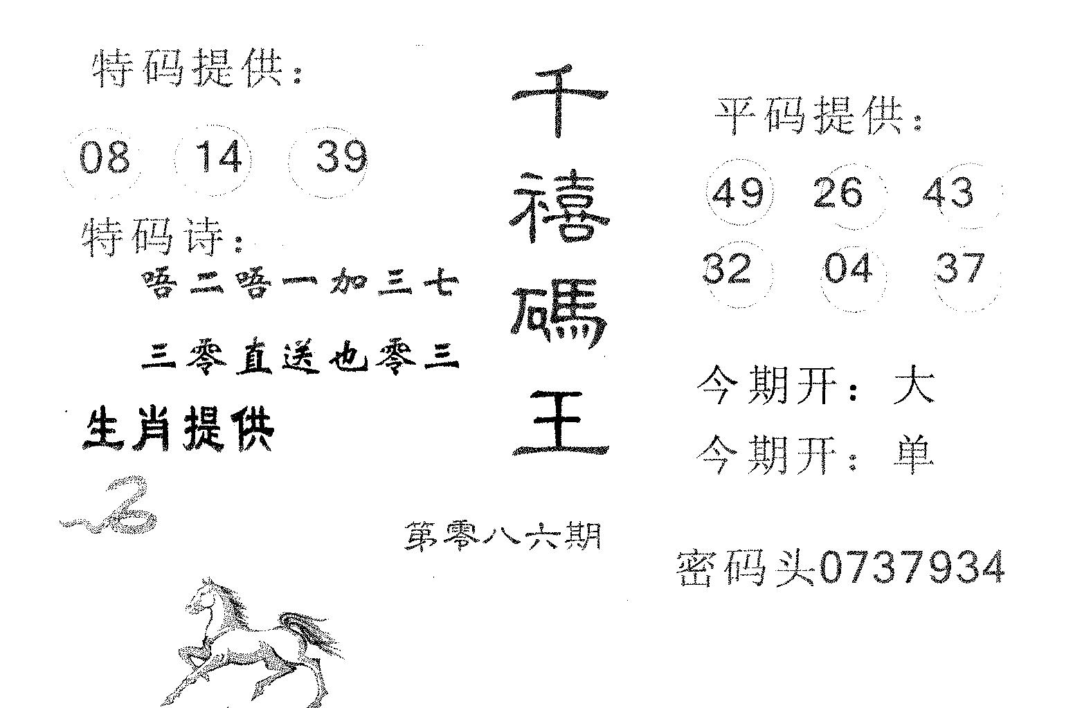 千禧码王 第86期