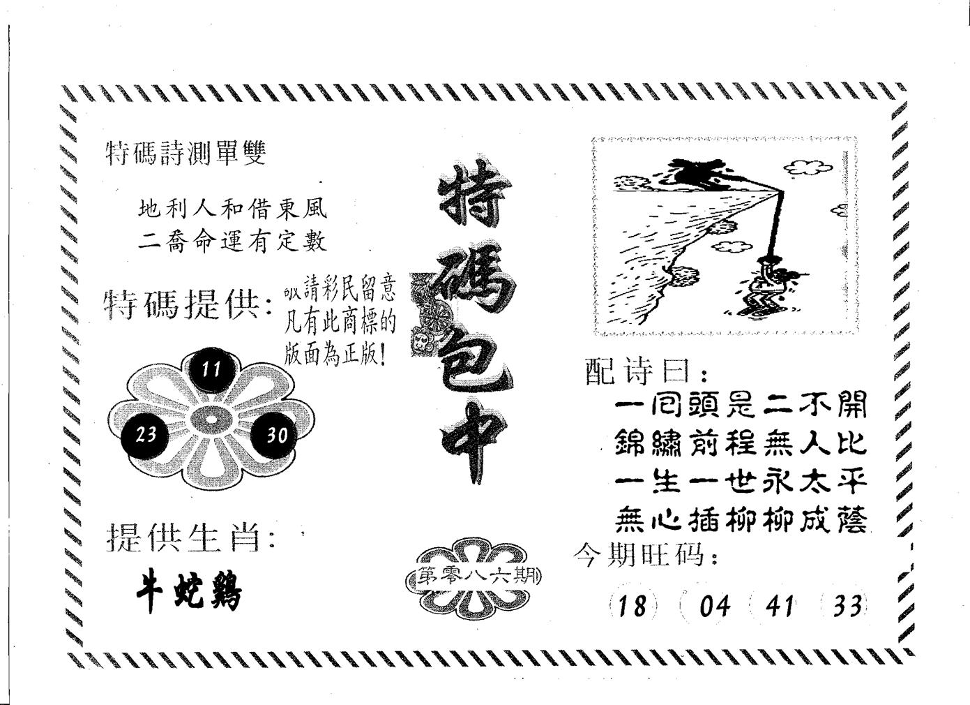 特码包中 第86期