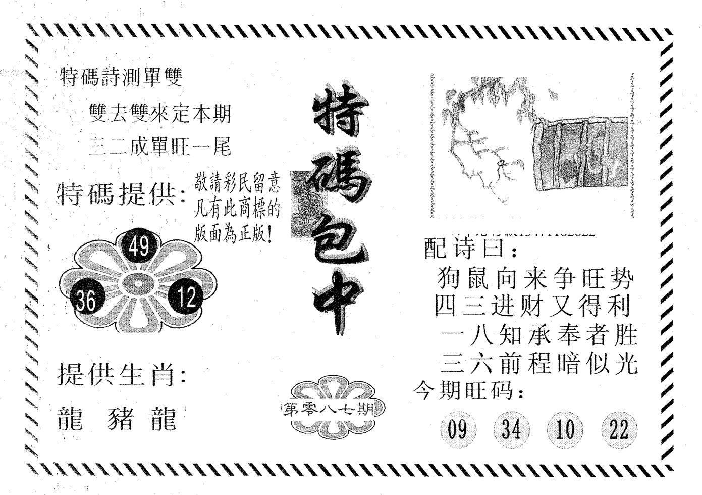 特码包中 第87期