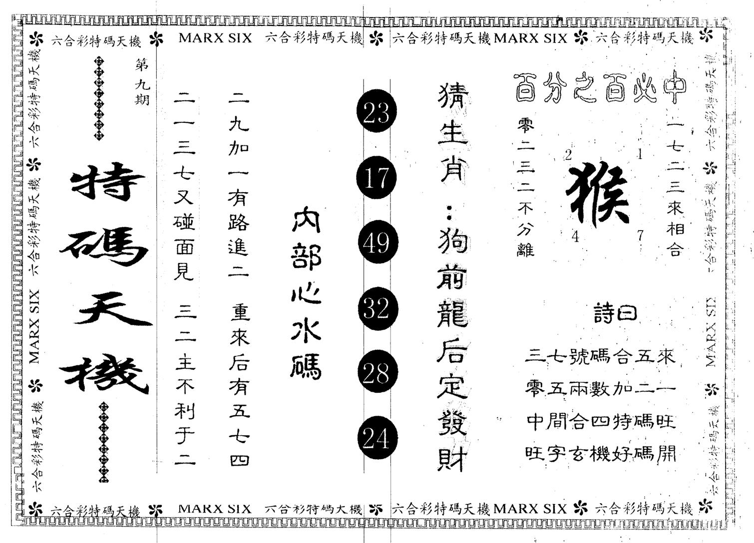 另版特码天机 第9期