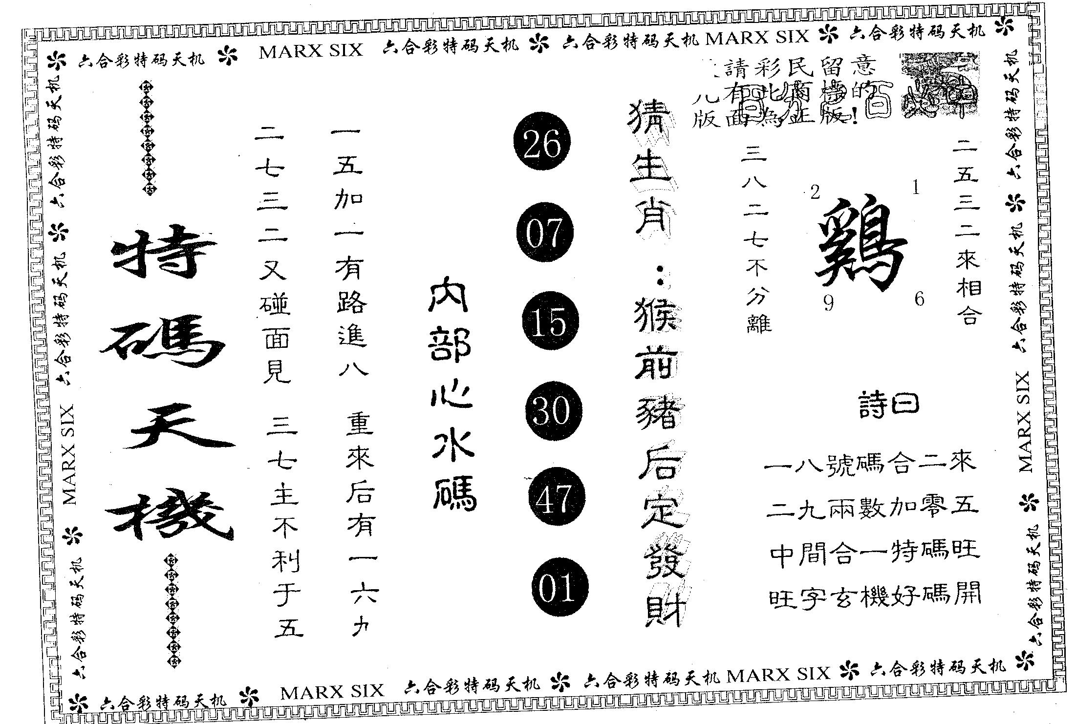 特码天机 第9期
