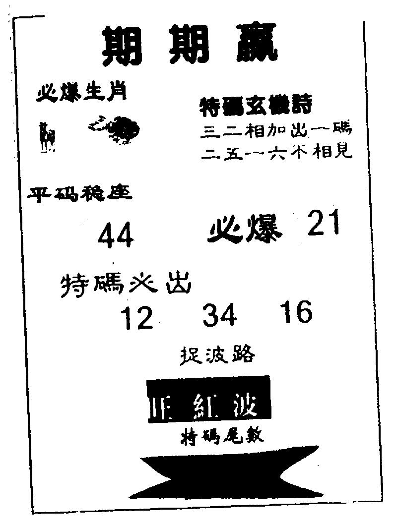 期期赢 第91期