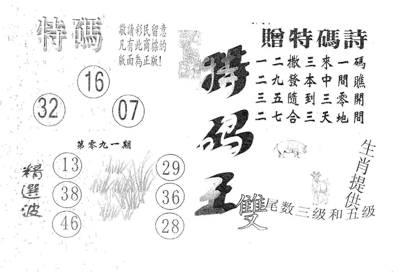 特码王A 第91期