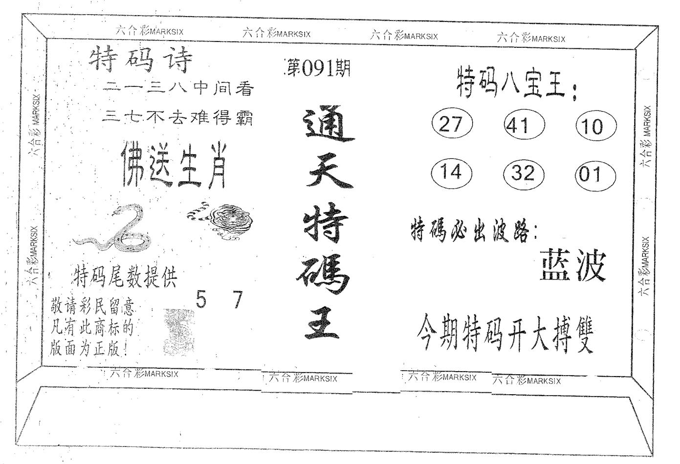 通天特码王 第91期