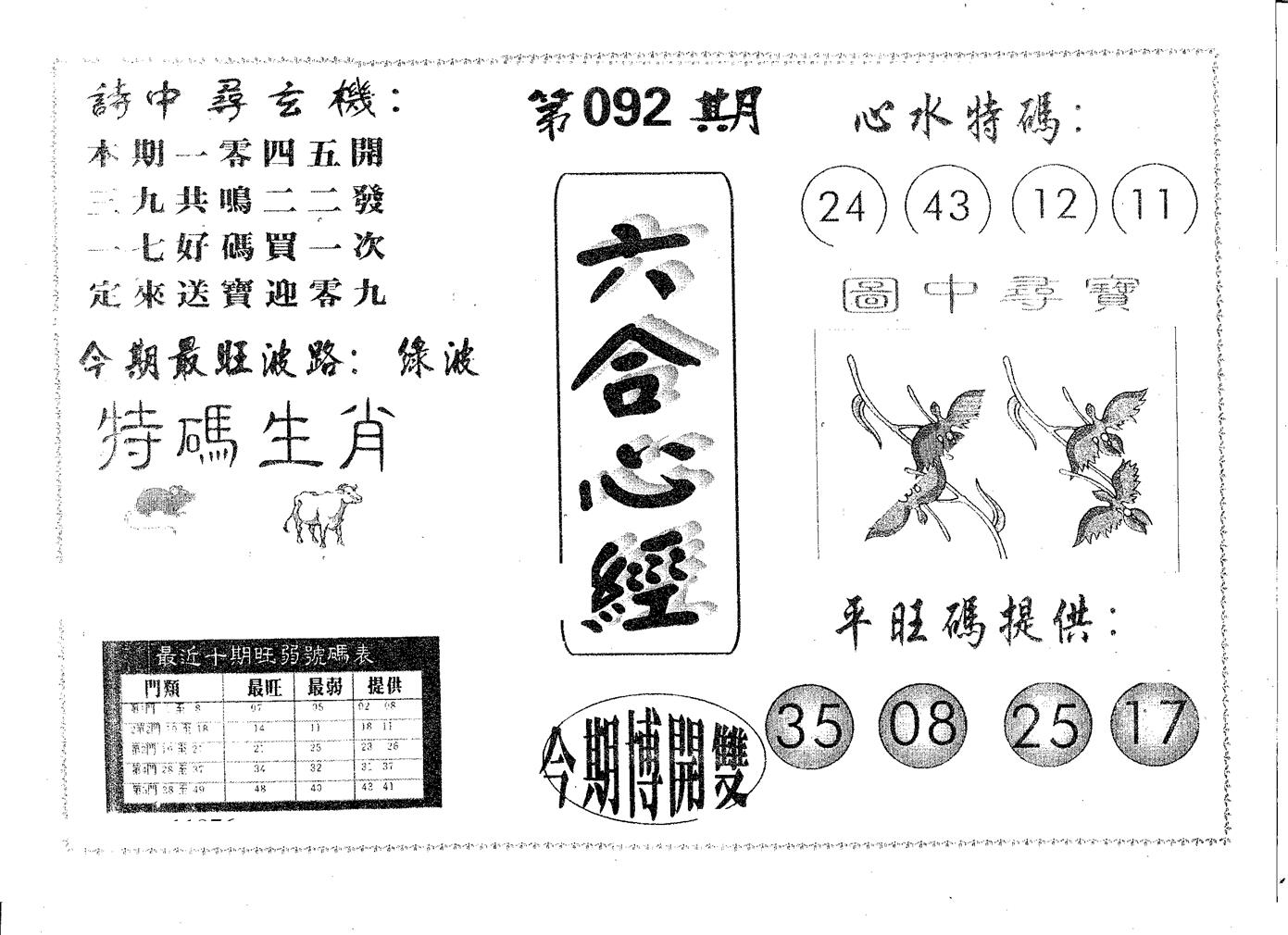 六合心经 第92期