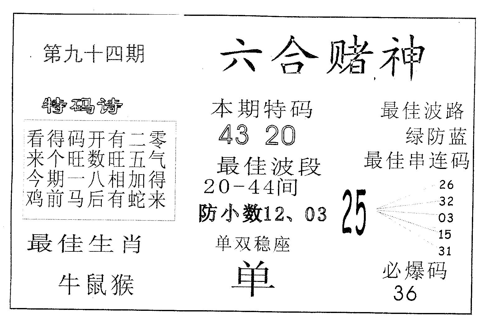六合赌神 第94期