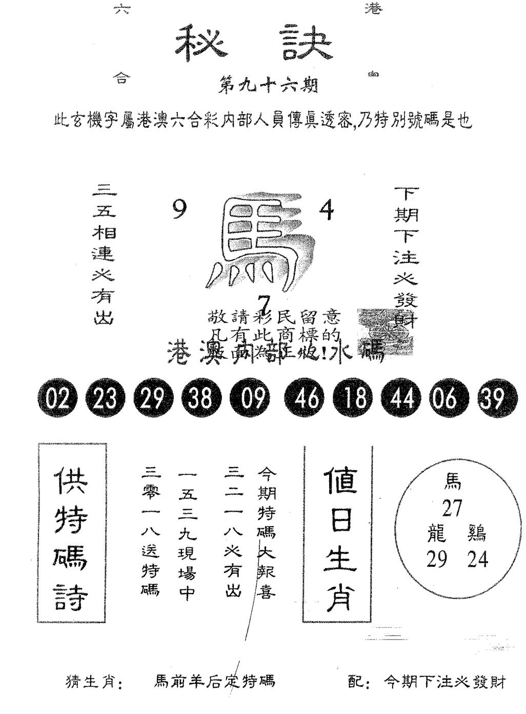 秘决 第96期
