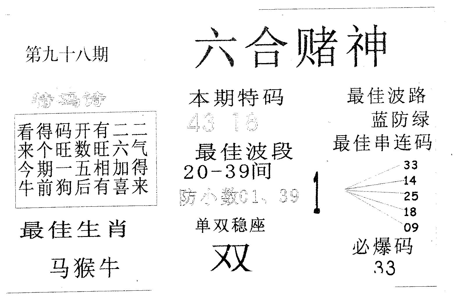 六合赌神 第98期